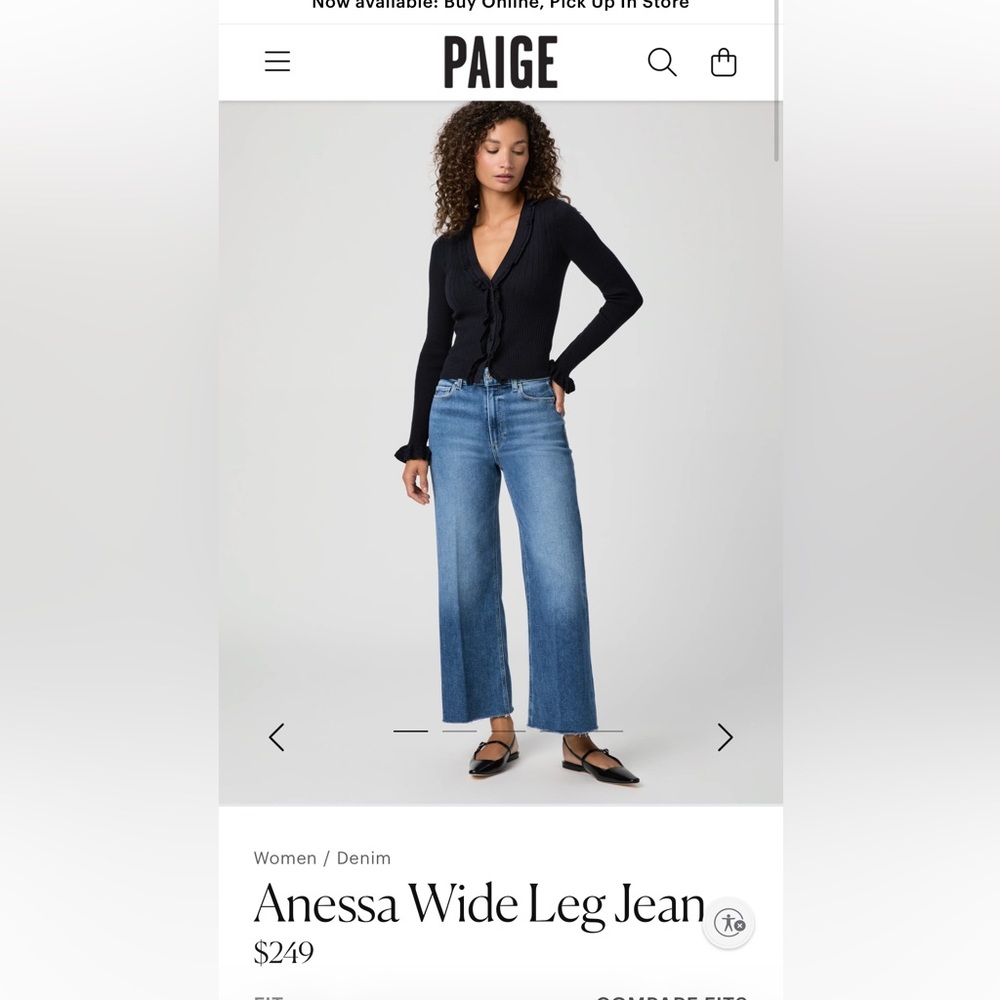 PAIGE Flare Wide Leg Blue Jeans
